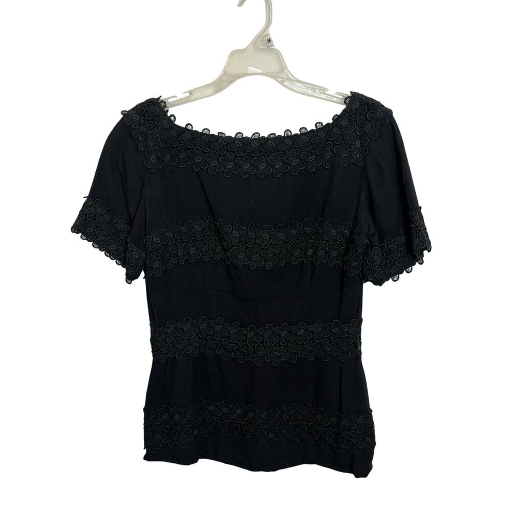 VTG 60s Handmade Black Lace Top Size Small 1960s Fashion Union Made